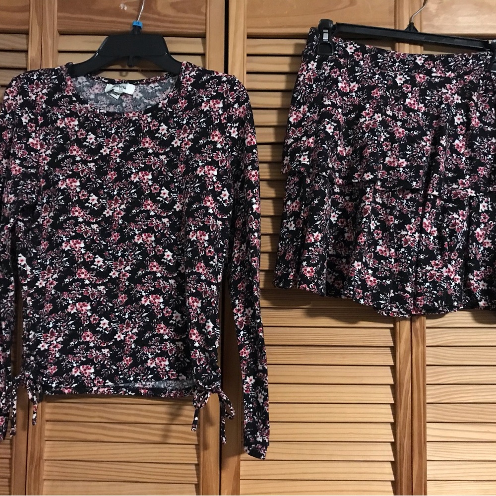 Set Girls Speechless Black and Red Floral Kids Matching Set